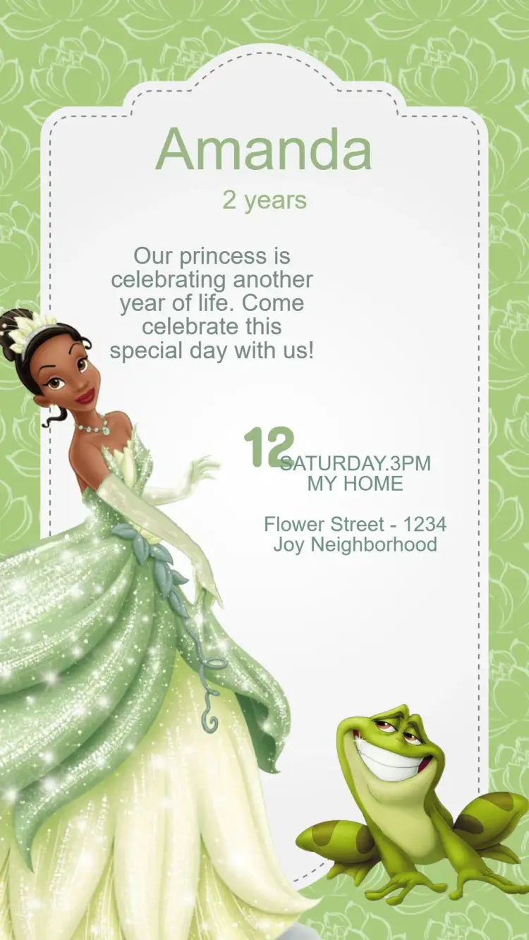 Princess Tiana Birthday Invitation