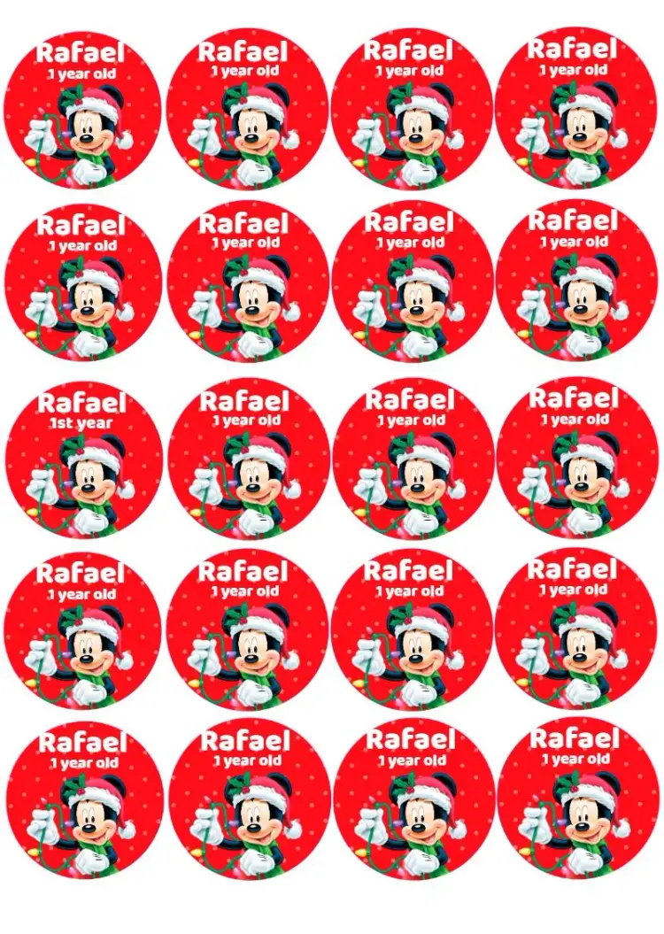 Sticker Christmas Mickey 5cm Round invitation