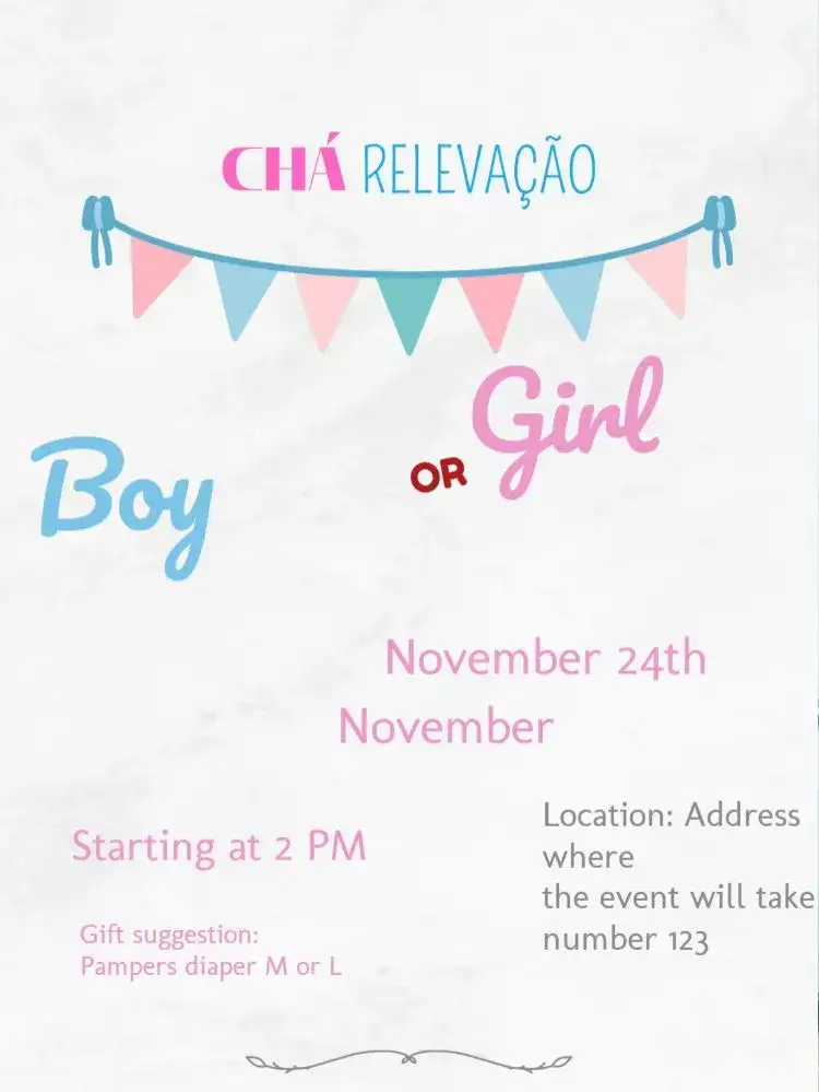Baby Shower Gender Reveal Pennant Flags