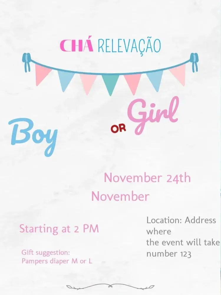 Baby Shower Gender Reveal Pennant Flags invitation