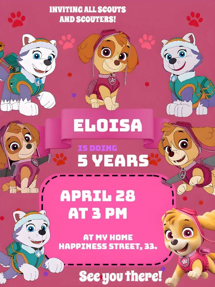 Red Paw Patrol invitation