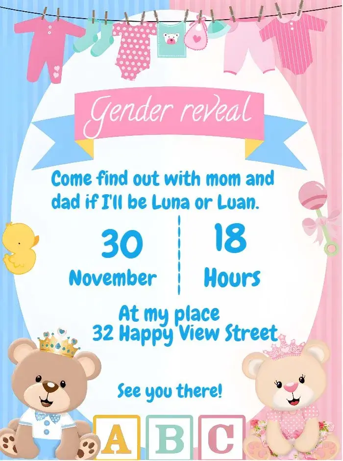 Teddy Bear Royalty Baby Boy Gender Reveal Tea Party invitation