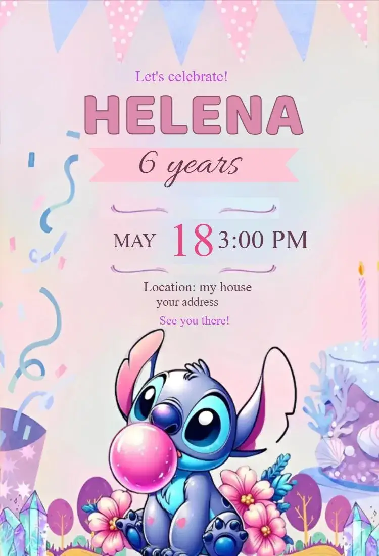 Stitch Lilac Watercolor invitation