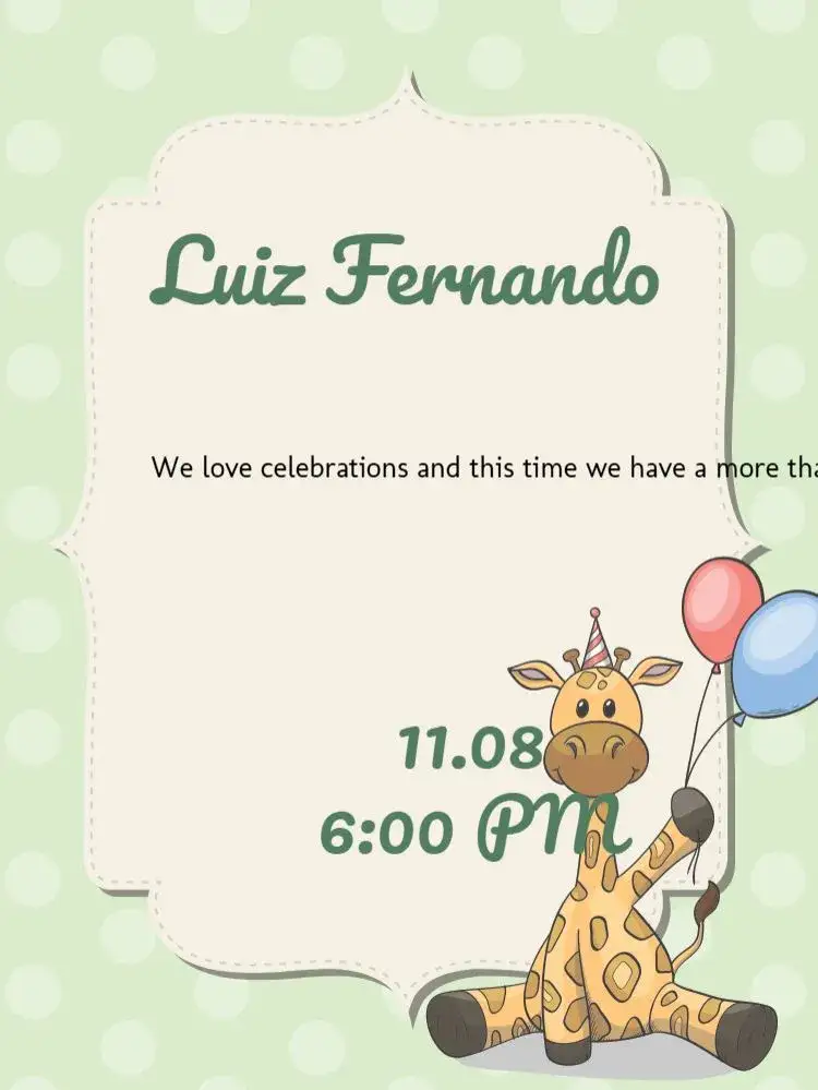 Invitation Baby Celebration – Diaper Shower theme green, children's, fun, colorful, animals, festive