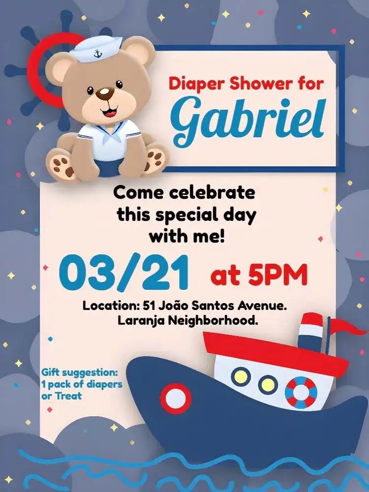 Diaper Shower Sailor Teddy Bear Boat