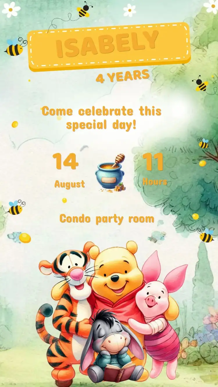 Winnie the Pooh Birthday Invitation