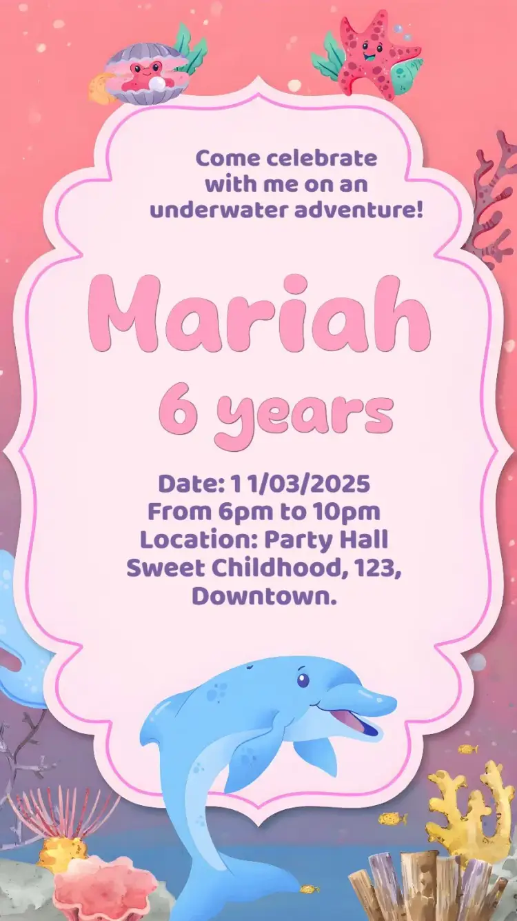 Dolphin Deep Sea Ocean invitation