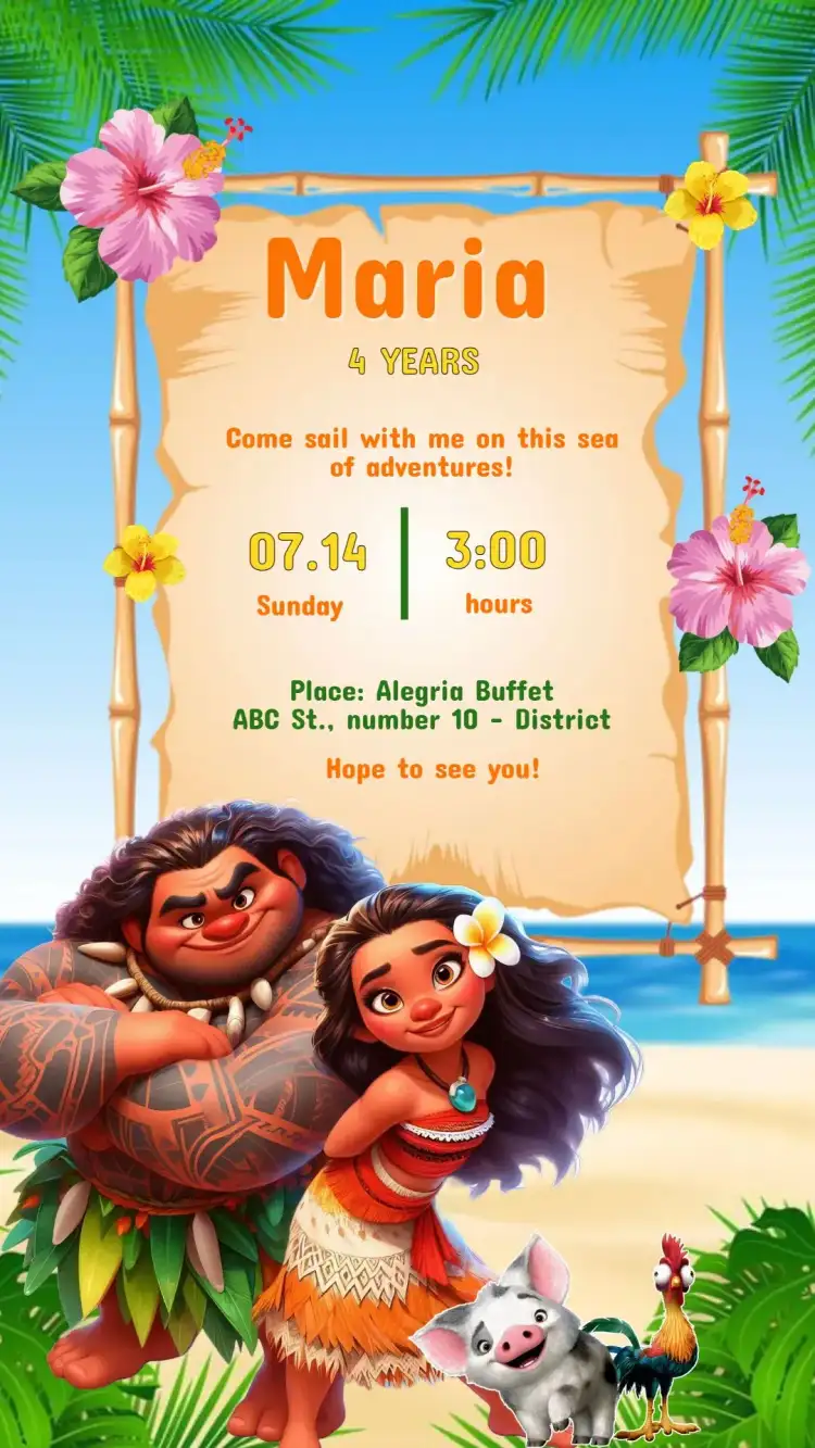 Moana Birthday Invitation