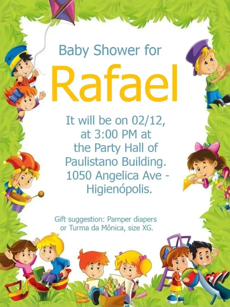 Invitation Diaper Children's Tea Party To Edit White – Raffle Tea theme children's, colorful, white and blue, little elephant, floral, modern