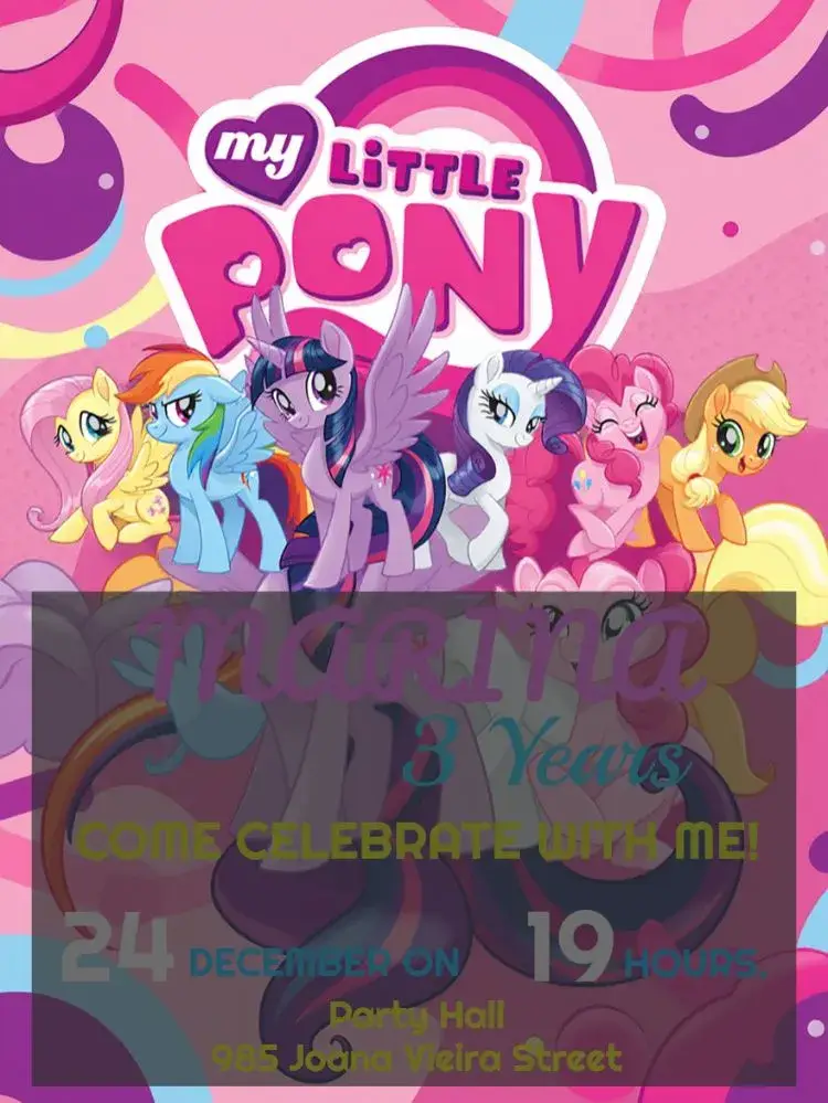 My Little Pony Pink invitation
