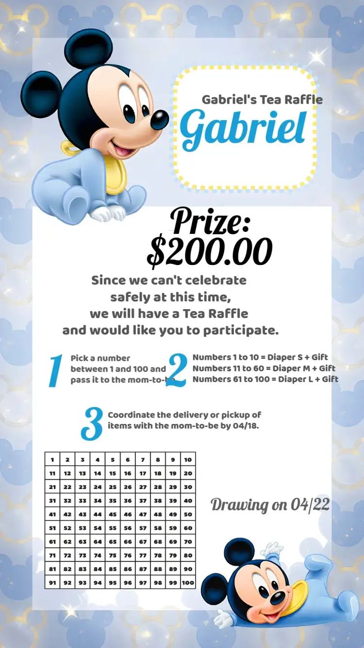 Invitation Mickey Mouse Raffle Tea Party + – Raffle Tea theme Mickey Mouse, blue and yellow, fun, childish, colorful, themed