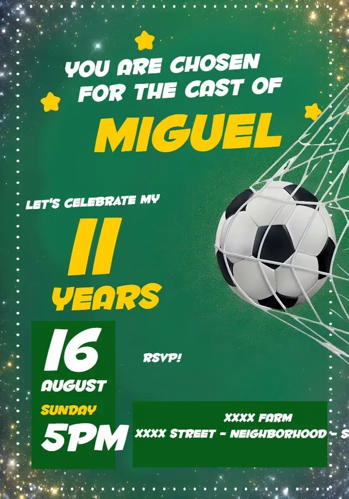 Yellow Soccer invitation