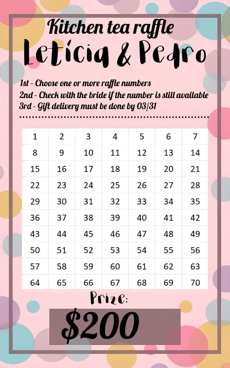 Invitation Bridal Kitchen Raffle Tea – Bridal Shower theme pink, red, wine, white, colorful, romantic