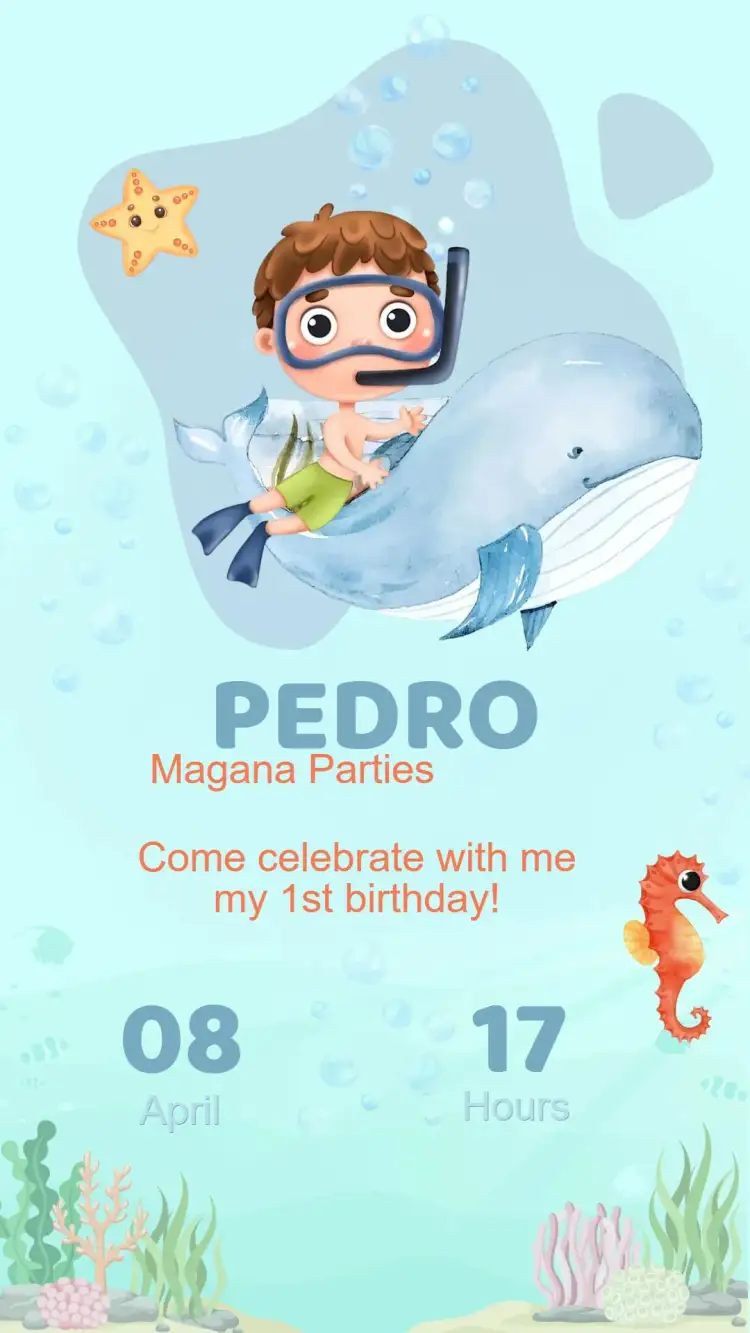 Invitation Under the Sea Birthday Invitation – Sweet 15 theme navy, colorful, fun, tropical, playful