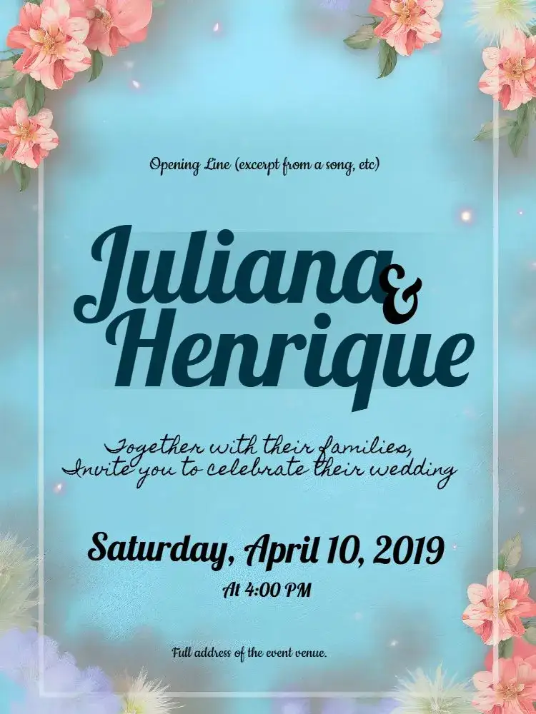 Invitation Simple Floral Wedding – Wedding theme floral, simple, romantic, blue, lilac, minimalist