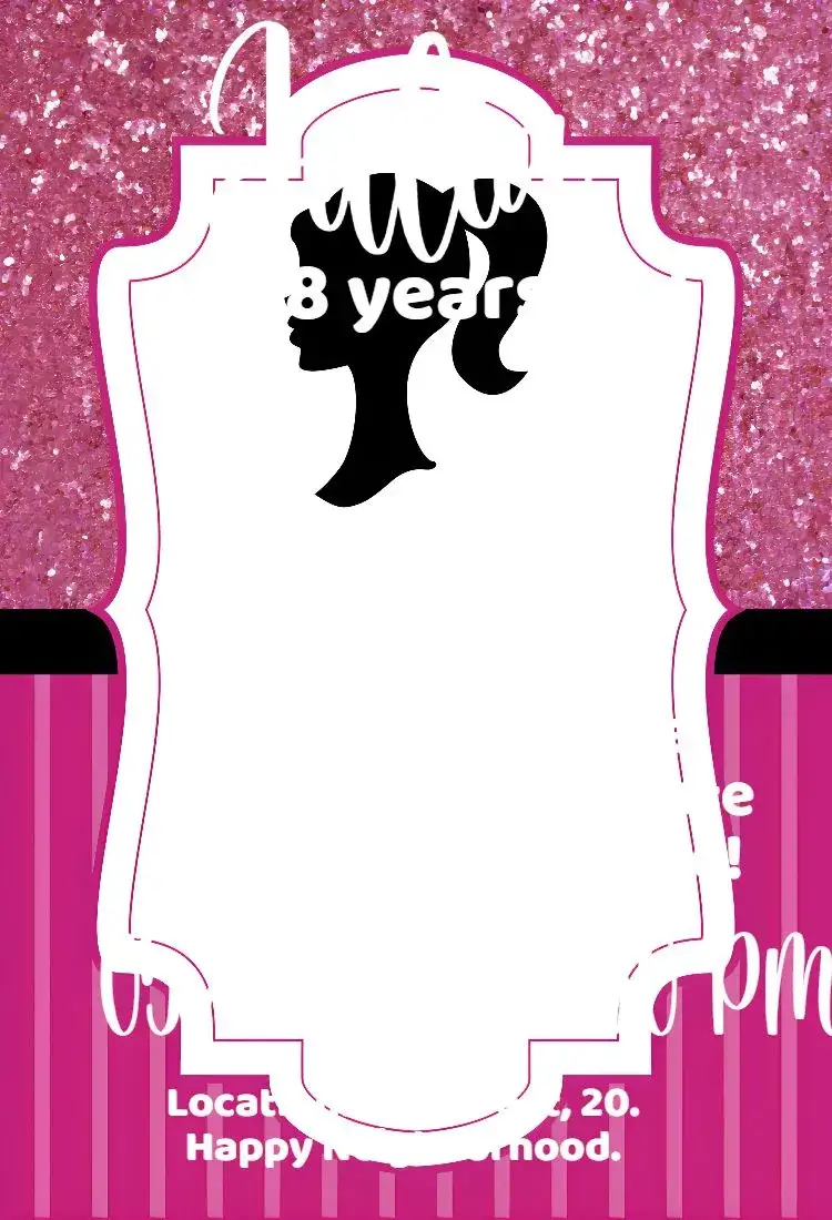 Invitation Barbie birthday – Kids' Birthday Party theme pink, bright, feminine, fun, colorful