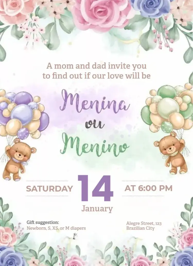 Invite Boy or girl editable and customizable