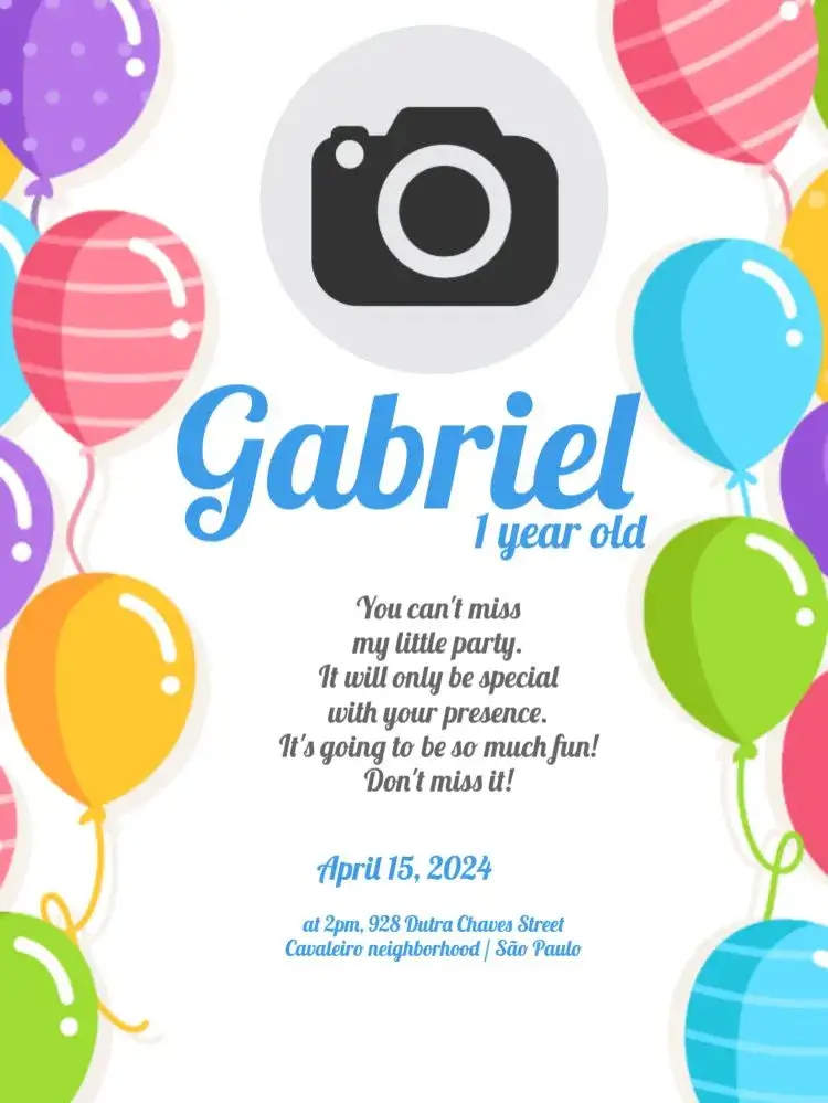 Invitation Baby Balloons – Raffle Tea theme colorful, childlike, playful, clouds, balloons, cheerful