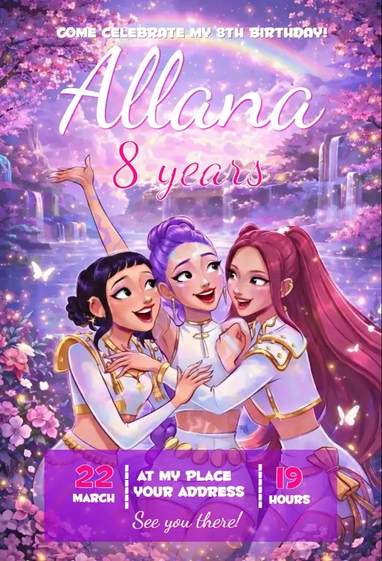 Invitation Kpop Warriors 19 – Birthday theme colorful, modern, fun, Youthful, K-pop inspired