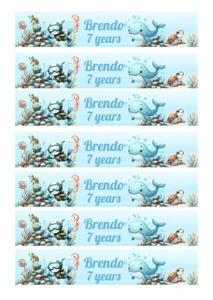 Label For 200ml Underwater Marine Bottle invitation