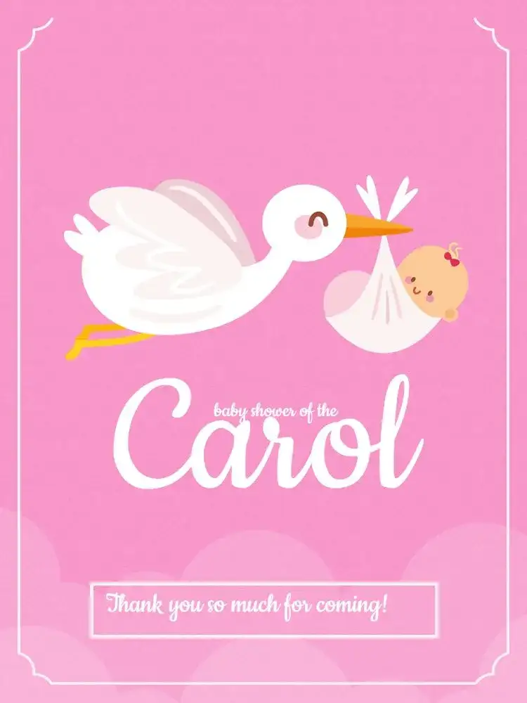 Thank You Card Baby Shower Stork Clear Presence