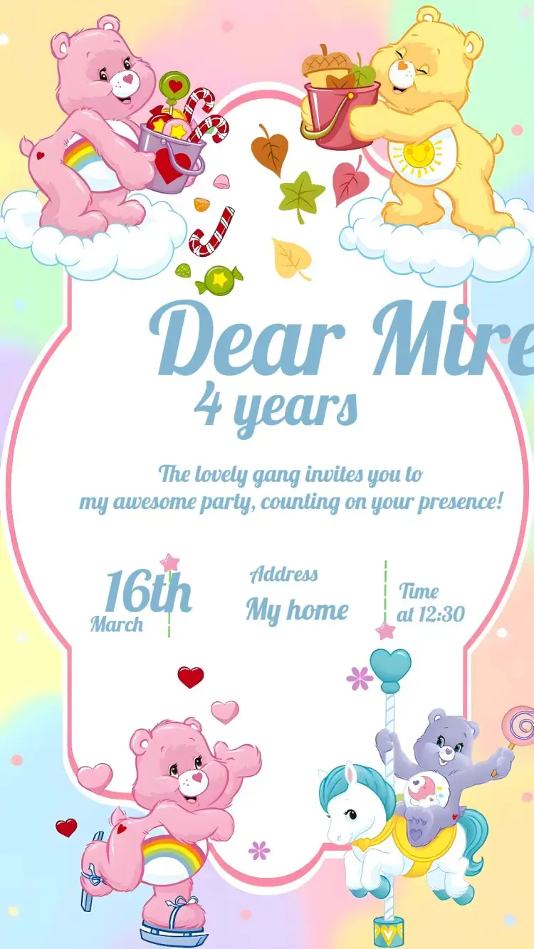 Care Bears invitation