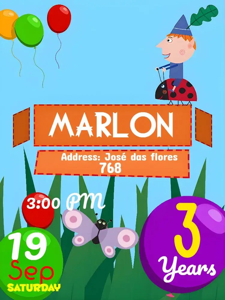 Ben & Holly Boys invitation