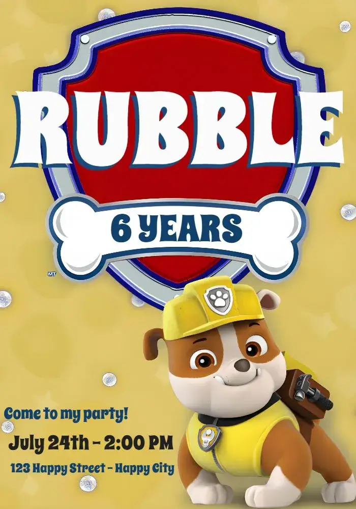 Red Paw Patrol invitation