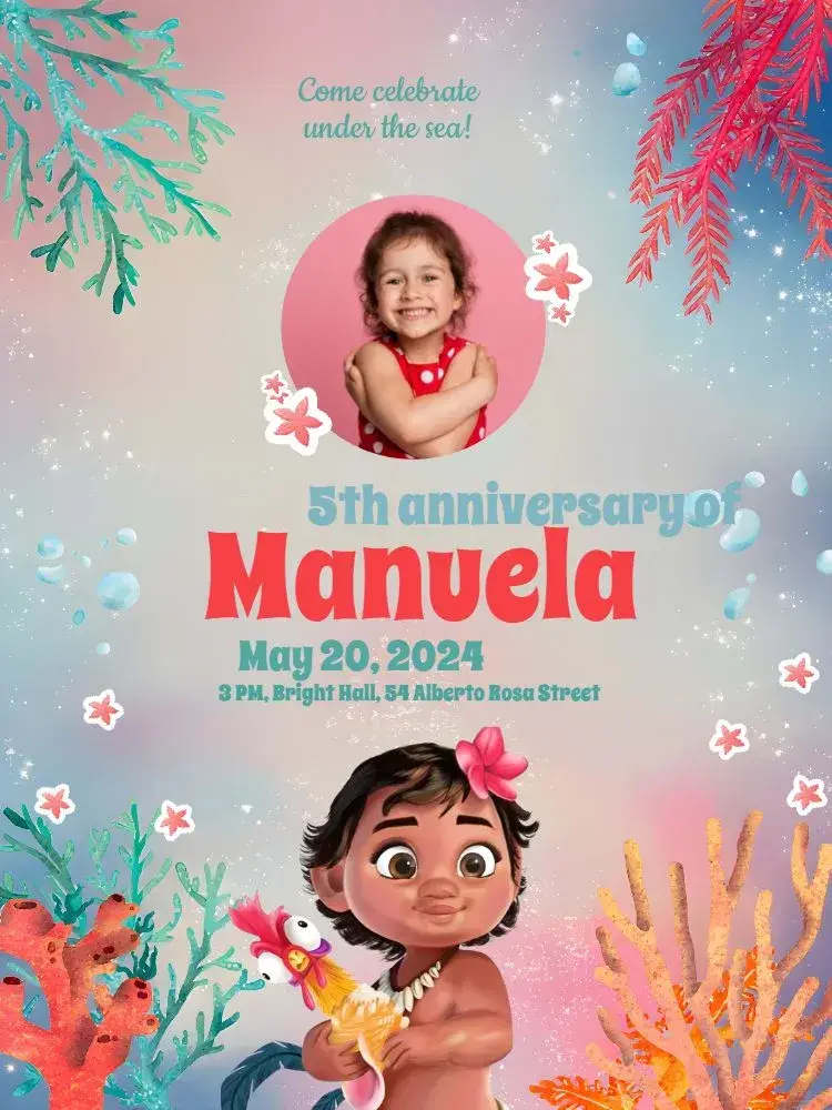 Moana Baby With Delicate Photo invitation