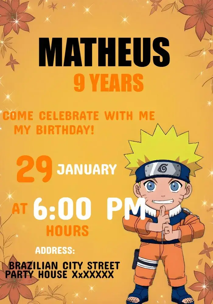 White Naruto invitation