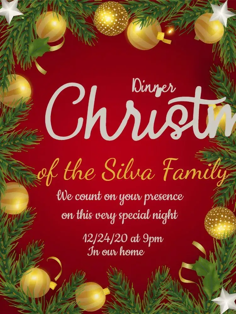 Red Christmas Dinner invitation