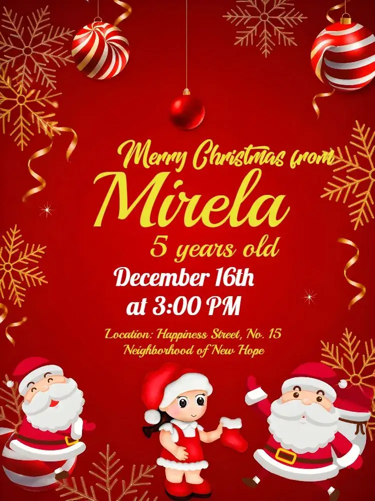 Invitation Christmas Parties – Commemorative Dates theme red, golden, green, white, festive, classic