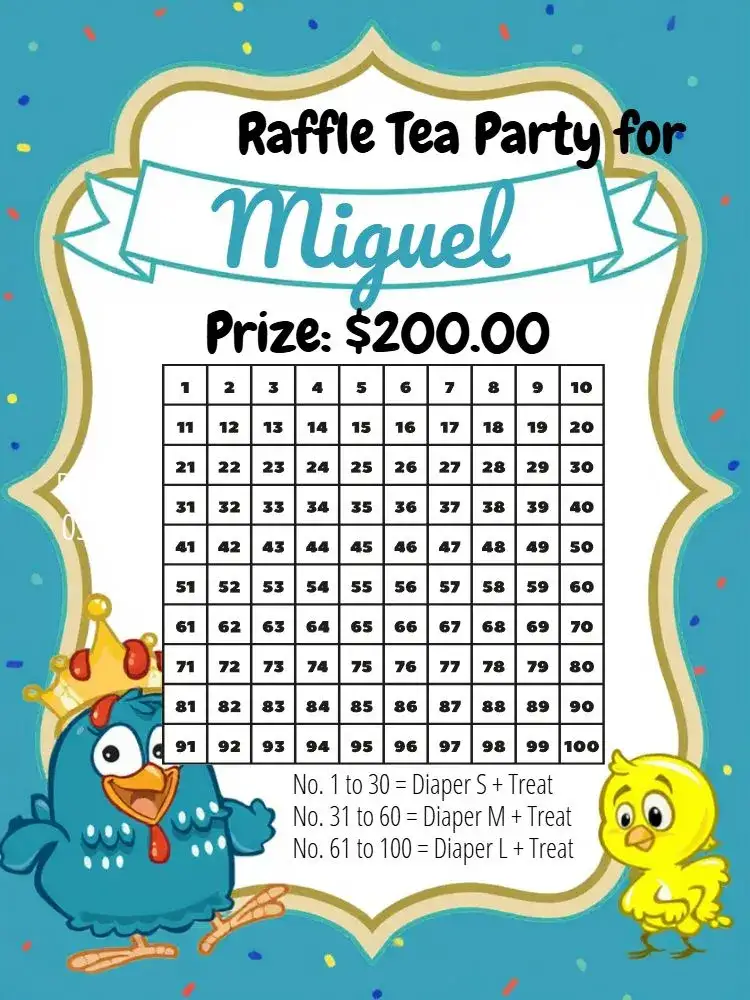 Invitation Blue Little Chicken Raffle Tea – Raffle Tea theme playful, colorful, lively, childlike, themed