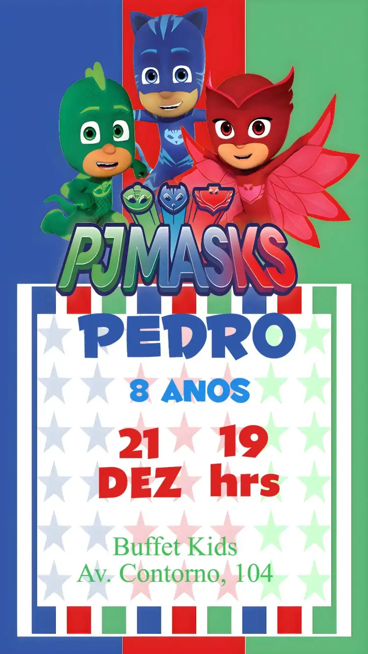 Invitation PJ Masks – Kids' Birthday Party theme colorful, lively, themed, childlike, fun