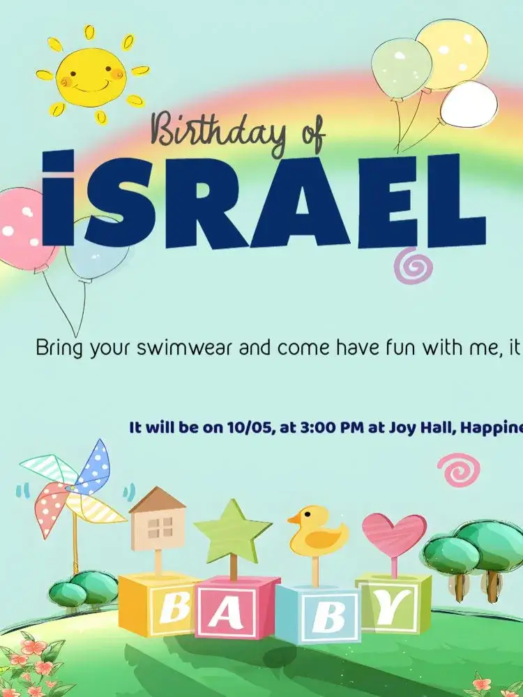 Invitation Rainbow Baby Kids – Kids' Birthday Party theme colorful, playful, childlike illustrations, modern, fun, fantasy