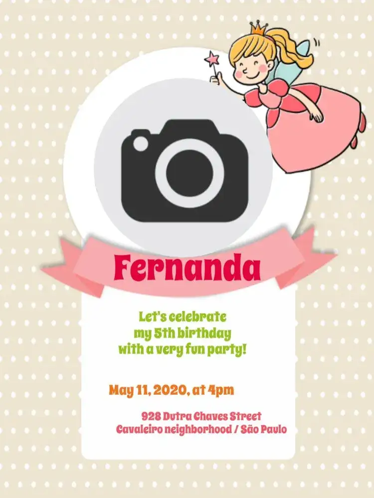 Invitation Fafa Digital – Kids' Birthday Party theme magical, colorful, childlike, fairies, fantasy, cheerful