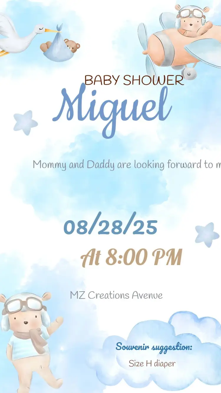 Bear Aviator Watercolor Diaper Shower invitation