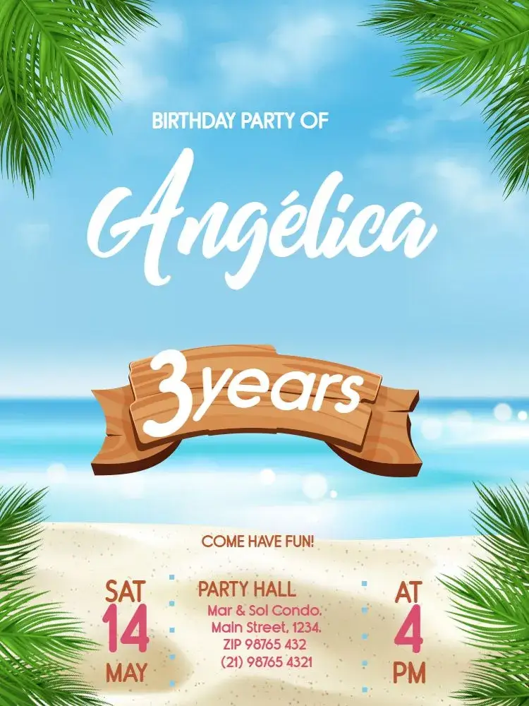 Baby Beach Girl invitation