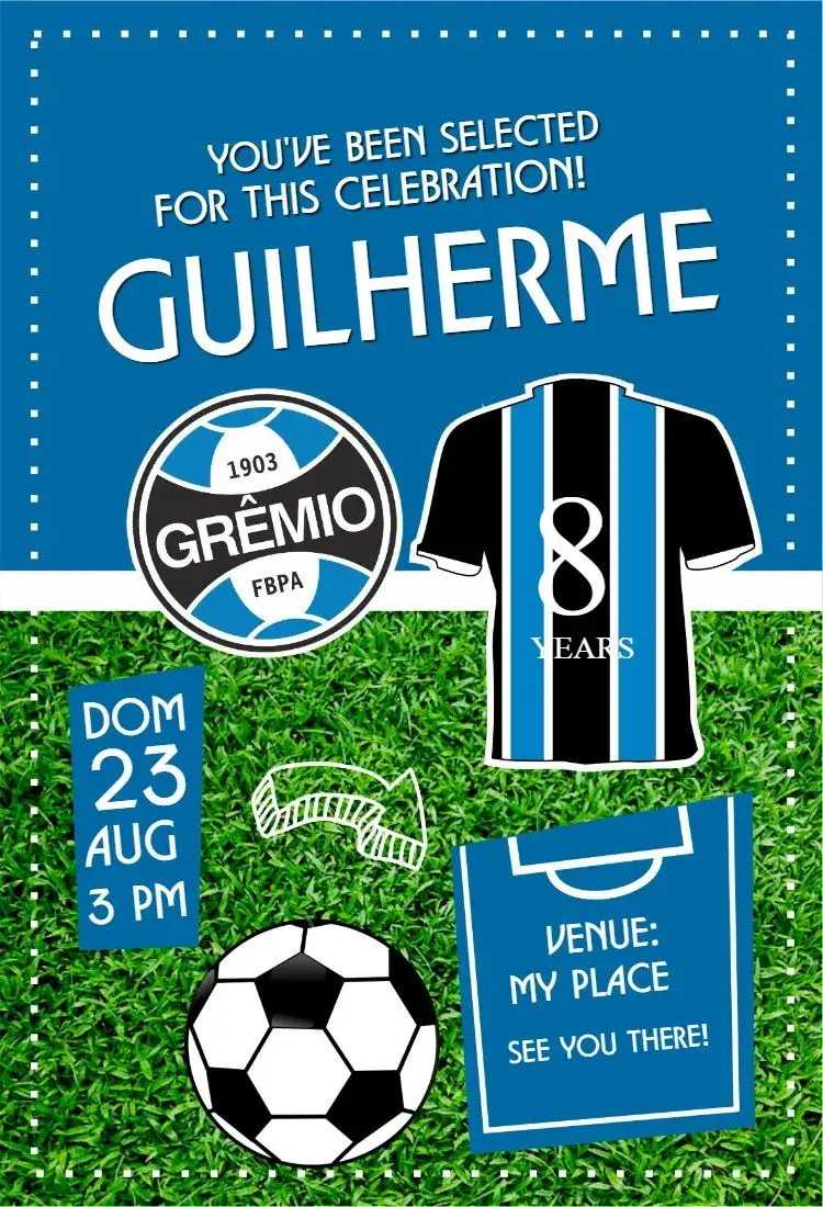 Invite Grêmio shirt editable and customizable