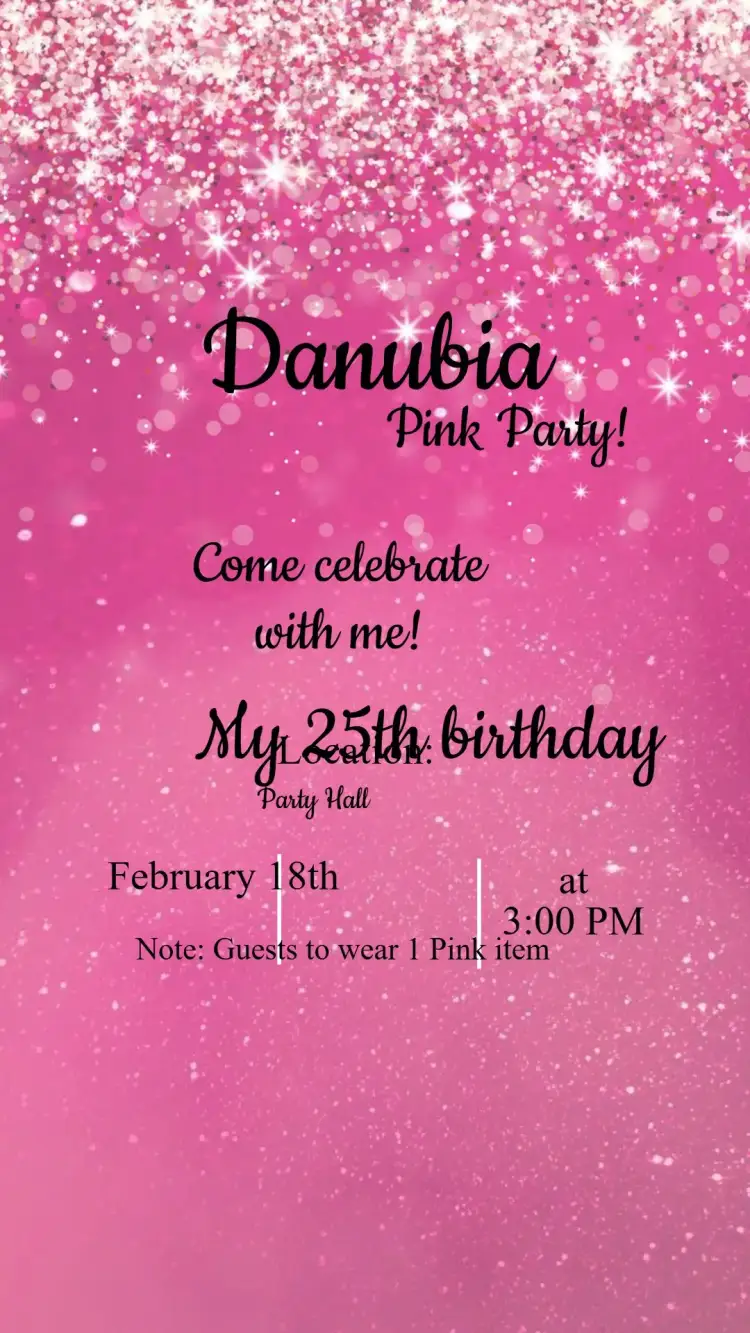 Invitation Pink Party Birthday Invitation – Birthday theme pink, modern, fun, princess, colorful, feminine
