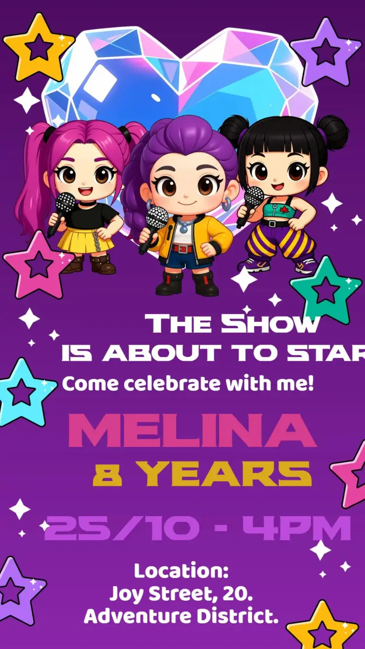 Warriors of K-Pop birthday invitation