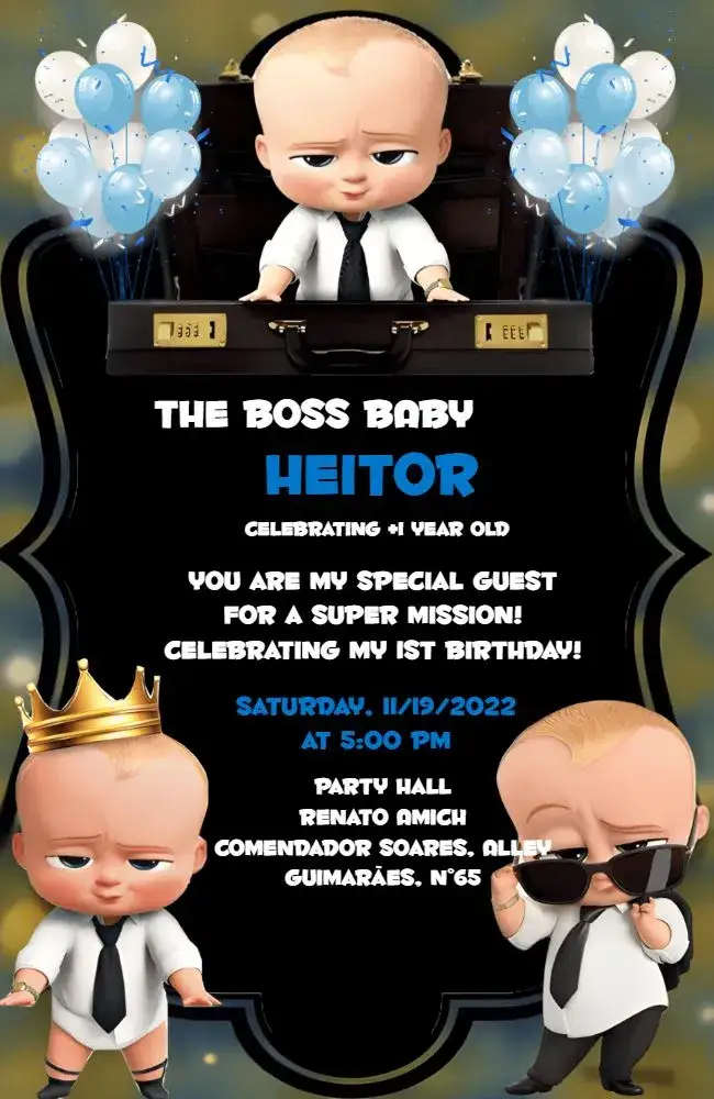 Invitation Powerful Boss Baby – Most searched for theme colorful, fun, modern, character illustrations, childlike style, creative