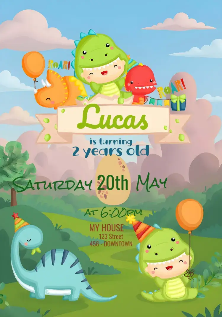 Dino Baby Dinosaurs invitation
