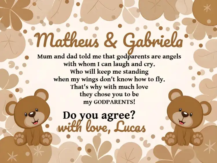 Godparents Of Baptism Little Angel Teddy Bear