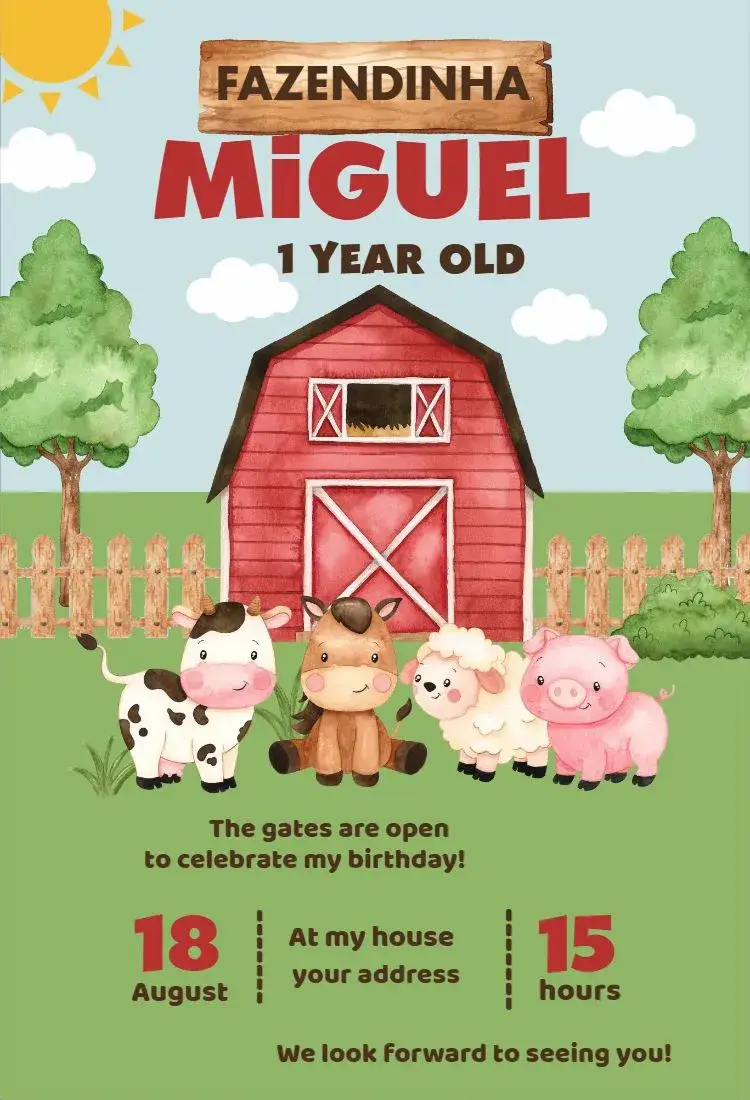 Little Watercolor Boy Farm invitation