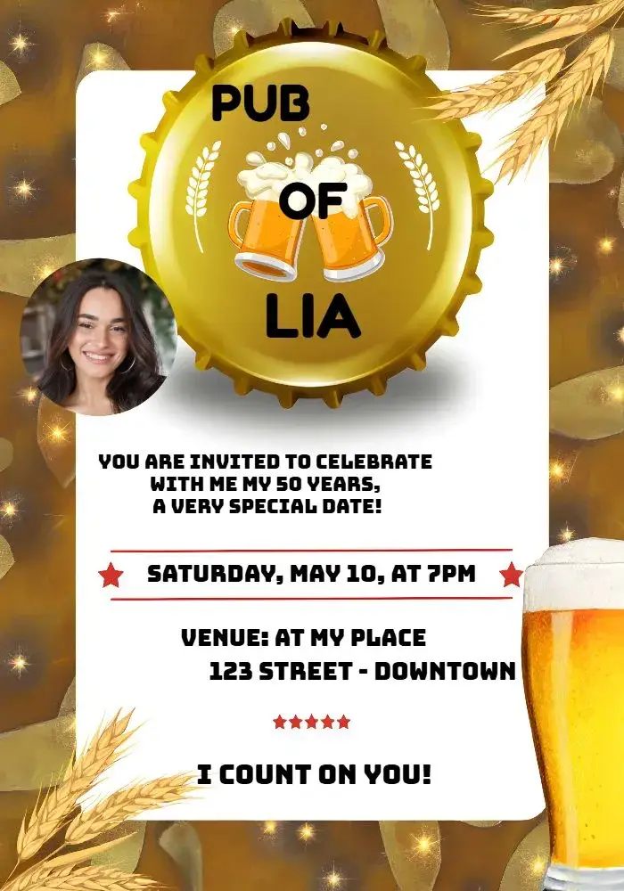 Invite Boteco With Beer Photo editable and customizable