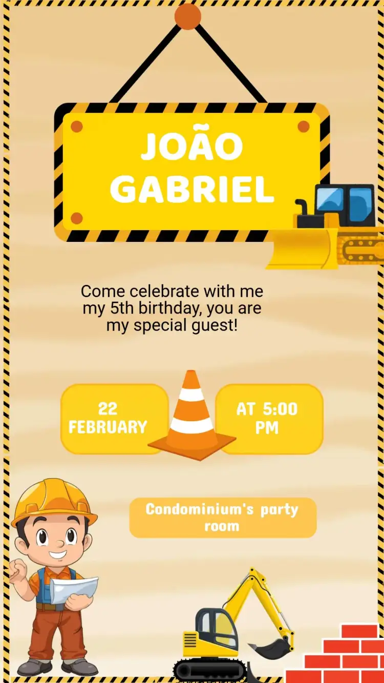 Construction Birthday Invitation