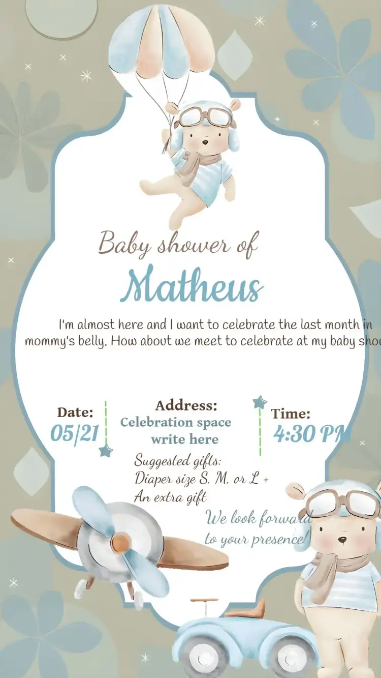 Aviator Teddy Bear Baby Shower