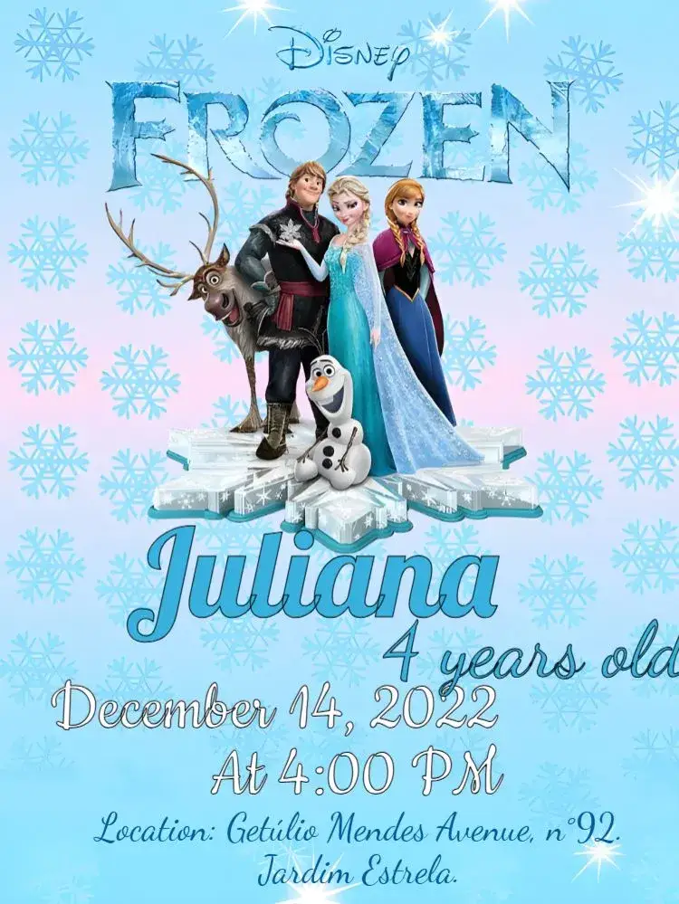 Invitation Frozen Snow – Birthday theme blue, white, snow, Disney, magical, childish