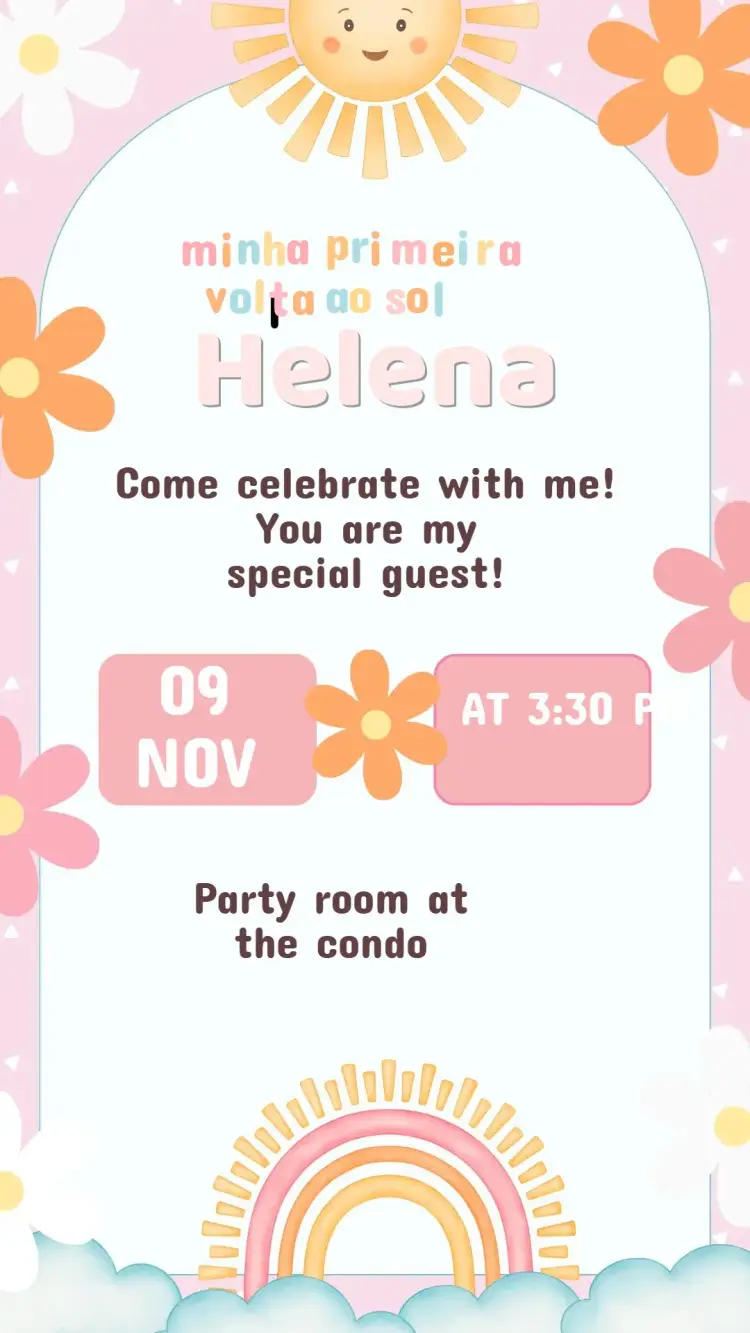 Invitation Birthday My First Turn around the Sun girl